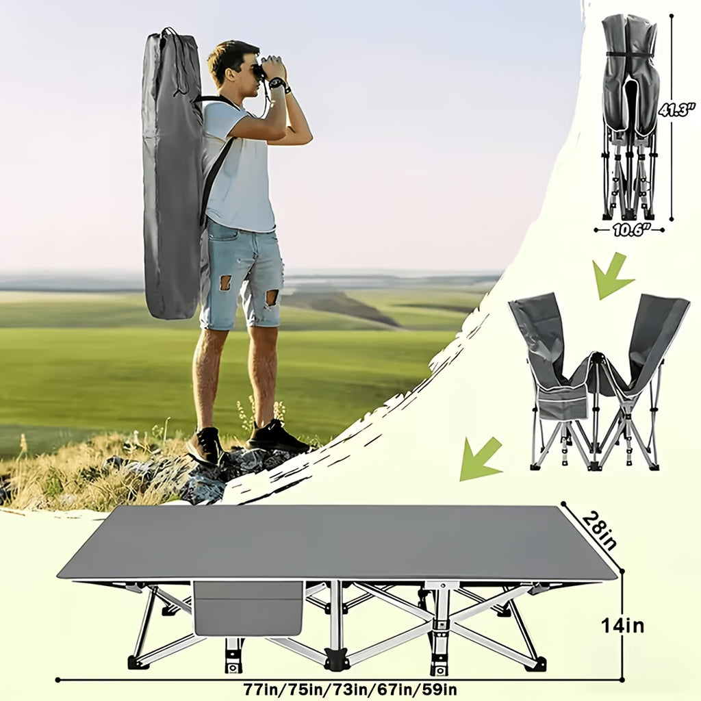 Folding Camping Cot Heavy Duty 500-700 LBS – Extra Large 75-Inch Portable Guest Bed with Mattress, Ergonomic Sturdy Frame for Camping, Hiking, Patio, Home & Outdoor Use