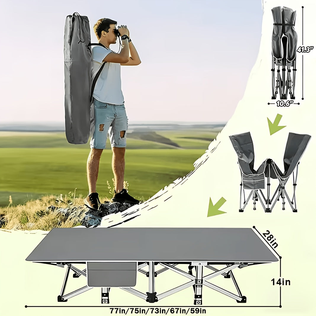 Folding Camping Cot Heavy Duty 500-700 LBS – Extra Large 75-Inch Portable Guest Bed with Mattress, Ergonomic Sturdy Frame for Camping, Hiking, Patio, Home & Outdoor Use