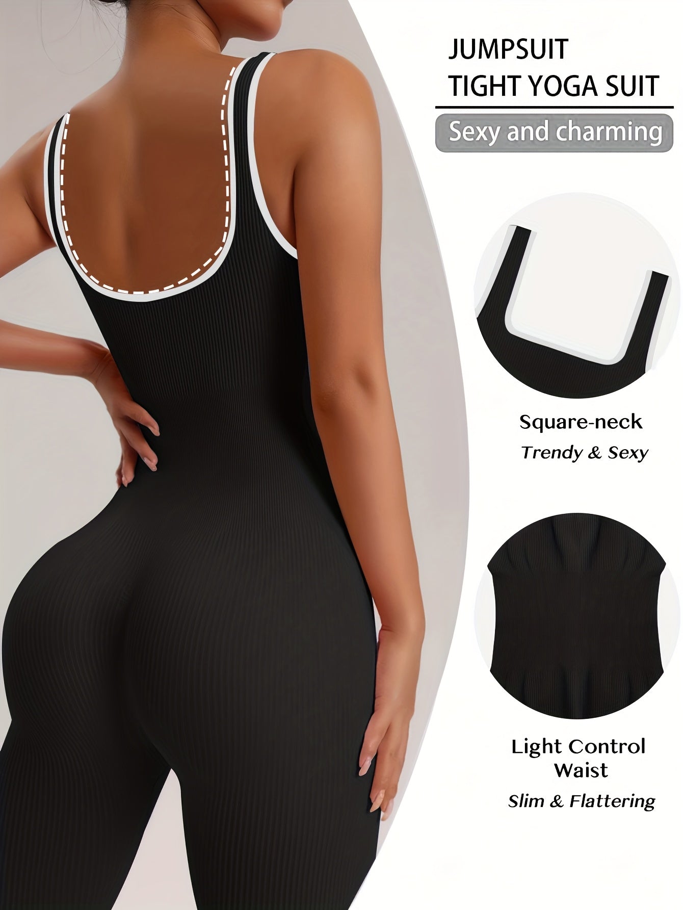Women's Sleeveless Square Neck Jumpsuit 90% Nylon Stretch Bodysuit for Yoga Pilates Running Fitness Exercise Gym Workout One Piece S M L XL Multicolor