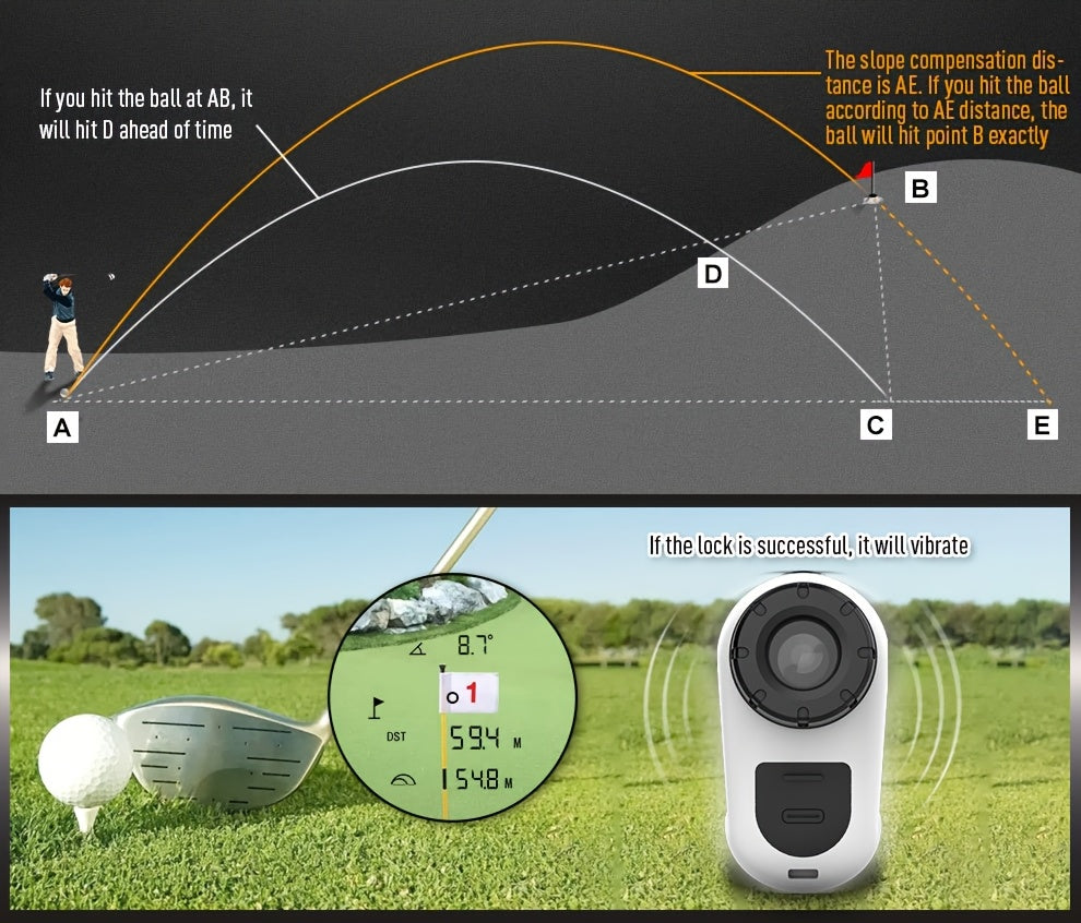 Golf Laser Rangefinder 1200 Yards – 6.5x HD Magnification, Slope Compensation, Flag Lock, Anti-Vibration, USB Rechargeable, High Precision Distance Meter for Golf, Hunting & Outdoor Sports