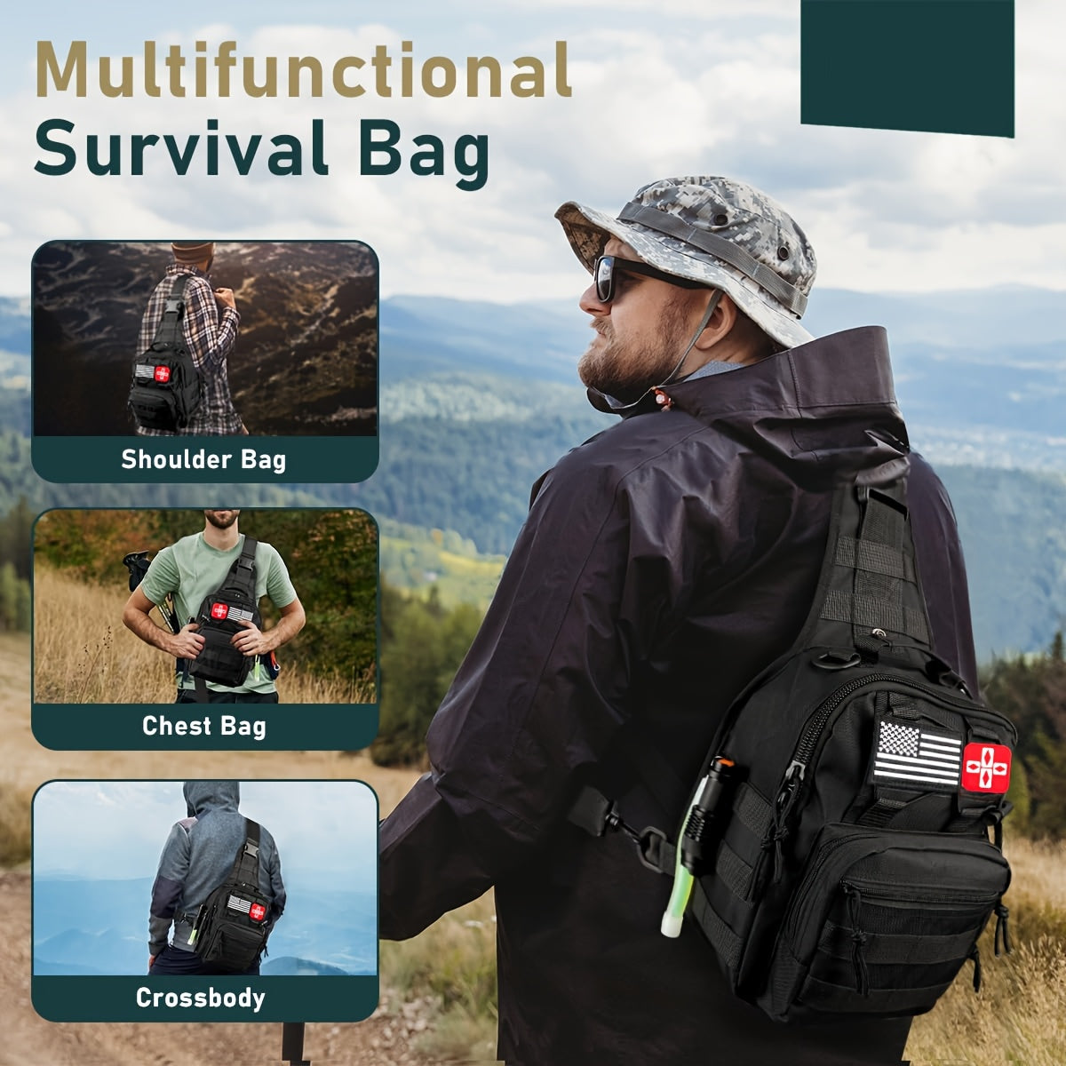 272-Piece Survival Kit with Fire Starter - Emergency Gear Set with First Aid, Flint Magnesium Rod, Whistle, Flashlight & Molle Bag for Camping Hiking Hunting Earthquake Preparedness