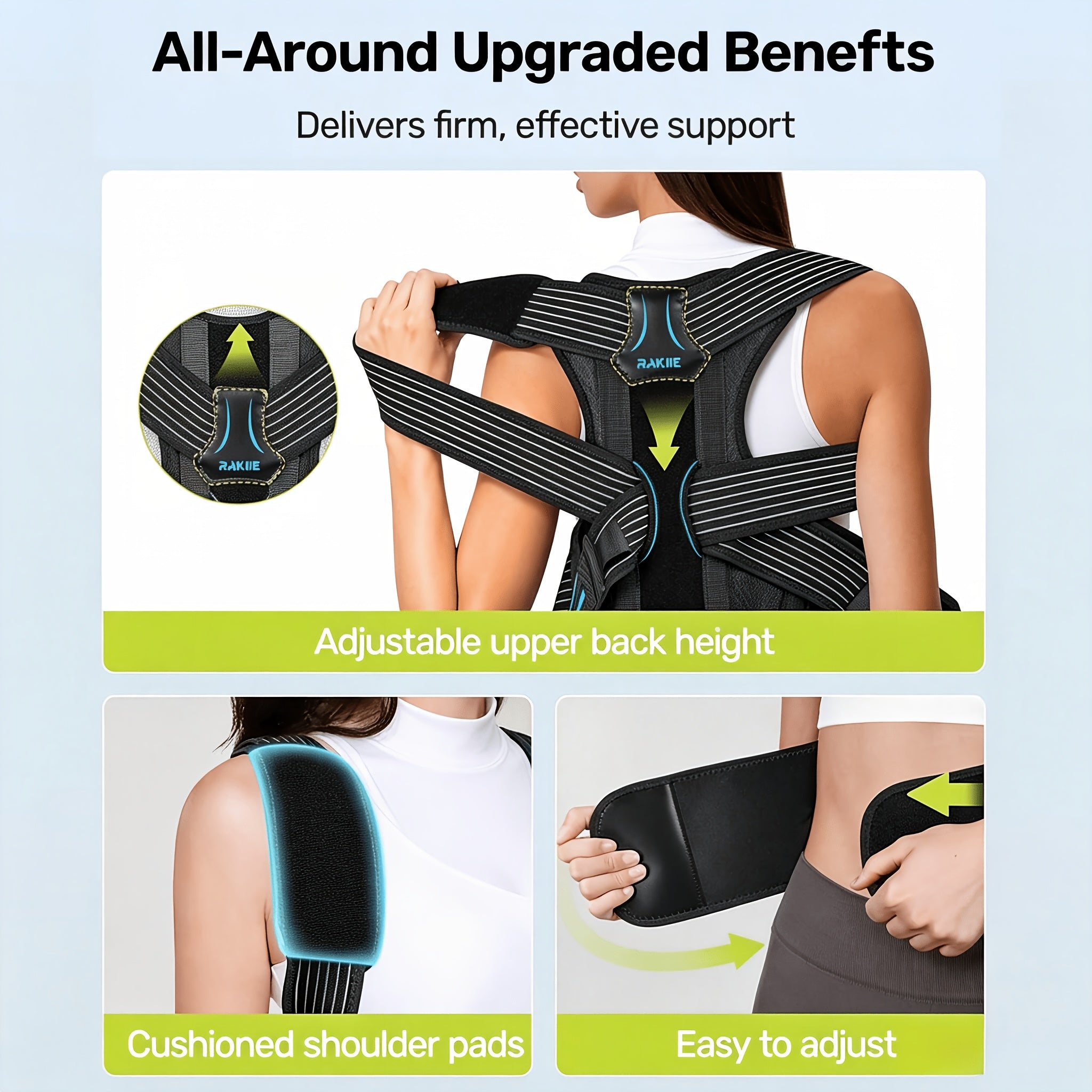 Adjustable Posture Corrector Vest – Shoulder Straightening Brace with Padded Cushions & Soft Underarm Bands, Unisex Back Support for Daily Wear, Sizes S-XL