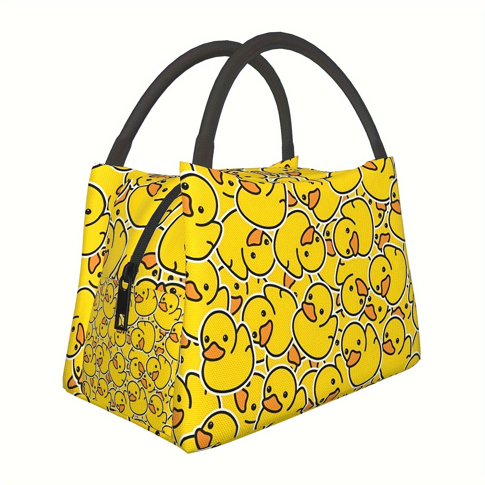 Yellow Duck Insulated Lunch Bag Cooler Tote 11x6.3x6.7 In – Cute Duck Pattern Portable Reusable Thermal Bag for Kids Adults Office Camping Picnic Beach