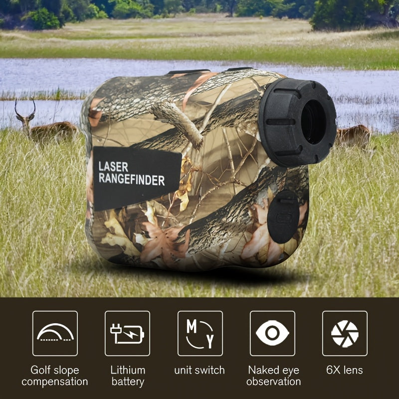 1200 Yard Laser Rangefinder 6X Camo Rechargeable – Golf & Hunting Range Finder with Flagpole Lock, Trajectory Compensation, Speed & Altitude Measurement