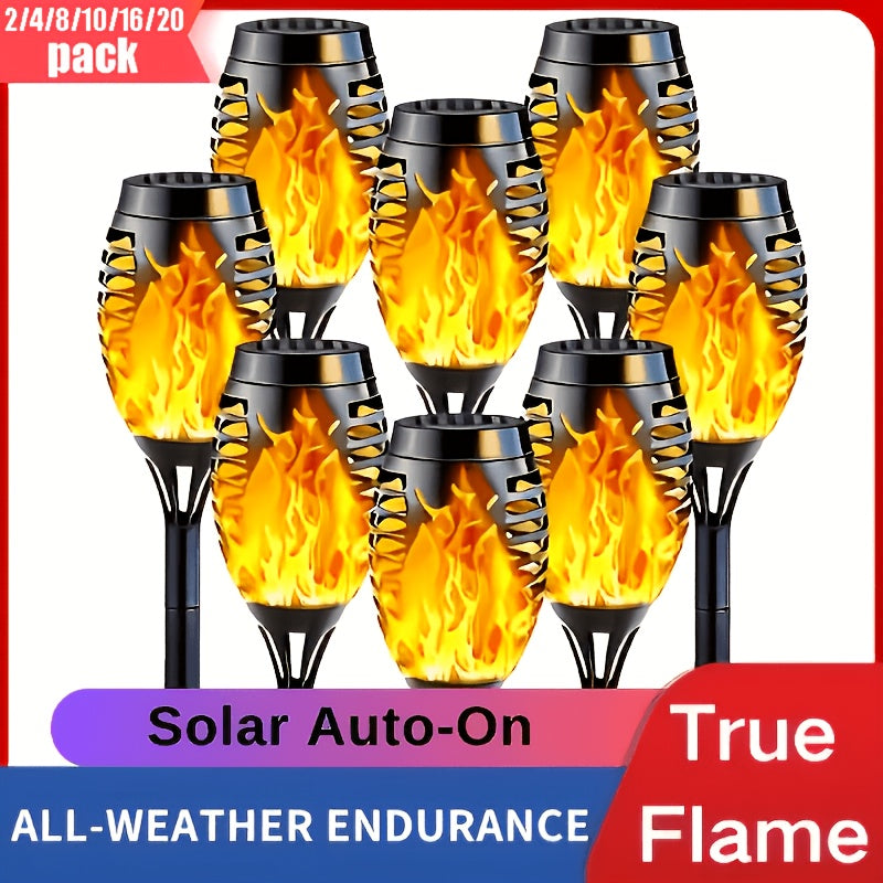 Solar Torch Lights Outdoor Flame Effect LED Garden Yard Decor Waterproof IP55 Warm White Colored 2 8 10 20 Pack