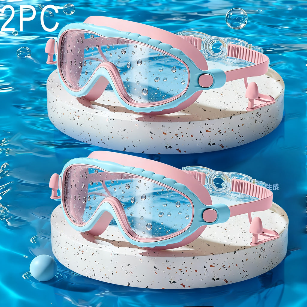 Kids Swim Goggles Anti-Fog Large Lens with Earplugs Waterproof Leak-Proof Swimming Goggles for Children Ages 3-14 Boys Girls Pool Beach Gift