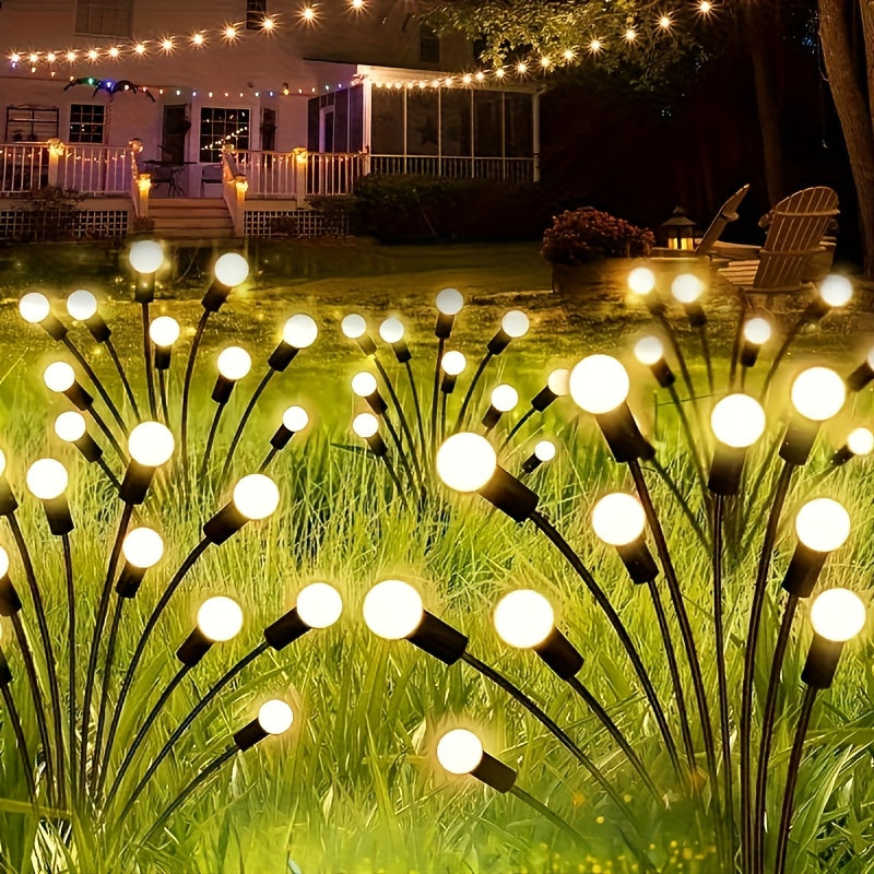 Solar Firefly Lights Outdoor – IP65 Waterproof Garden Path Lights, Warm White Glow, Easy Stake Install, 2-Pack or 4-Pack for Yard, Lawn, Courtyard, Patio & Wedding Decoration