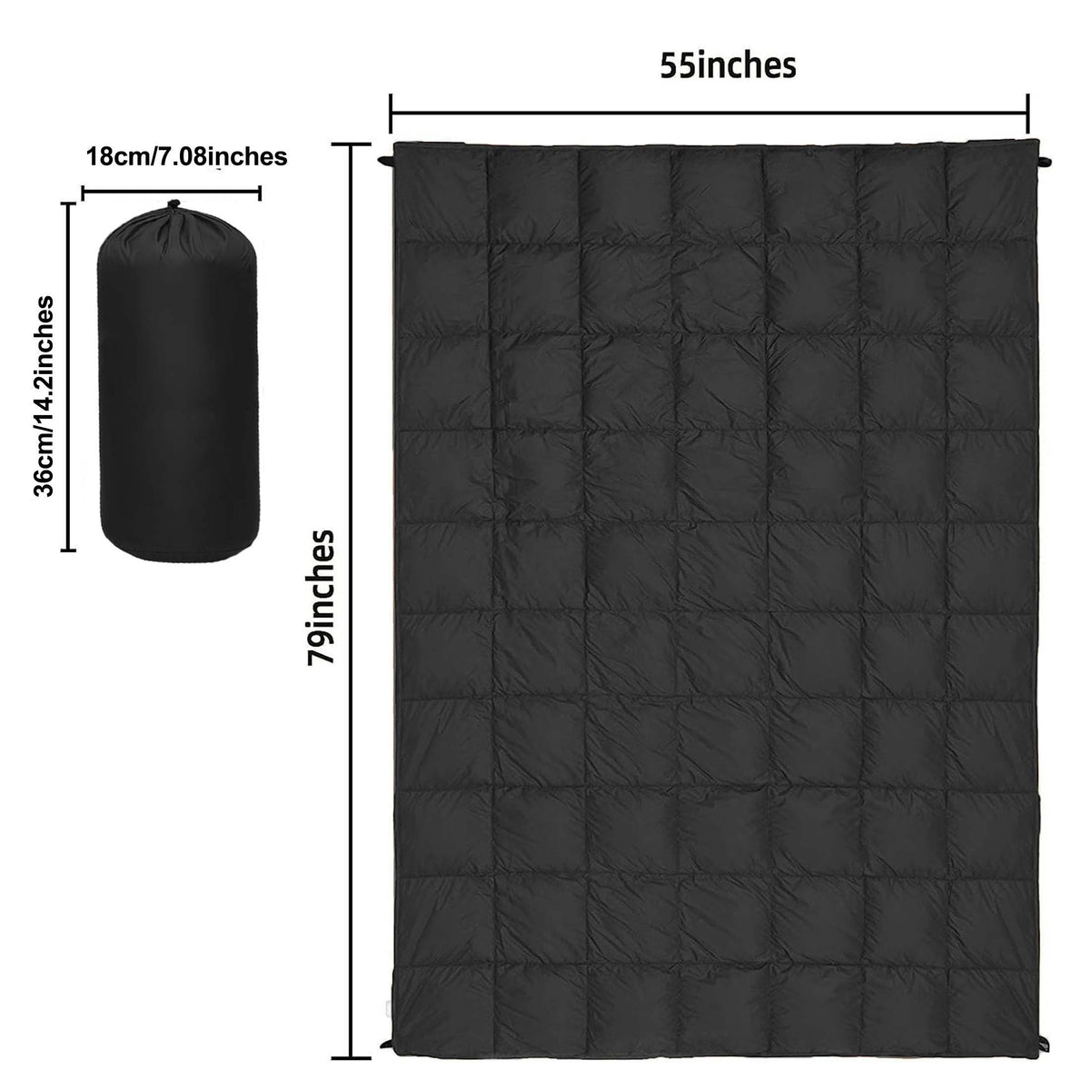 Camping Blanket Puffy Waterproof Foldable Lightweight Warm Outdoor Blanket with 3D Eye Mask for Camping Hiking Travel Stadium Beach 55x79in
