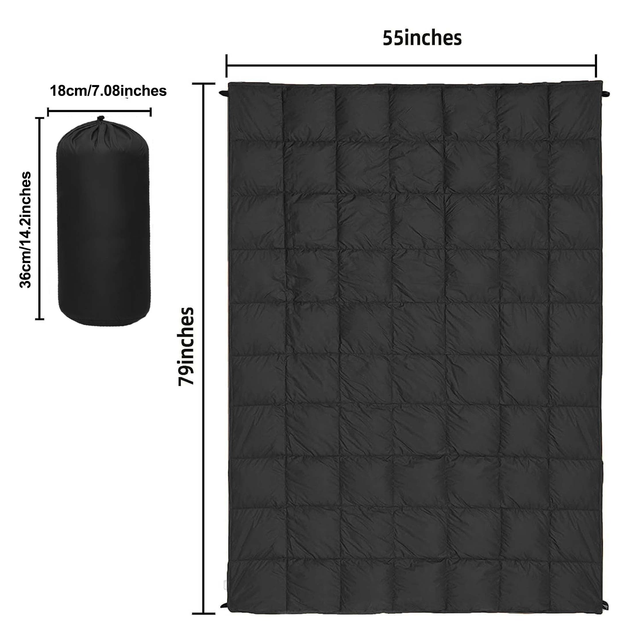 Camping Blanket Puffy Waterproof Foldable Lightweight Warm Outdoor Blanket with 3D Eye Mask for Camping Hiking Travel Stadium Beach 55x79in