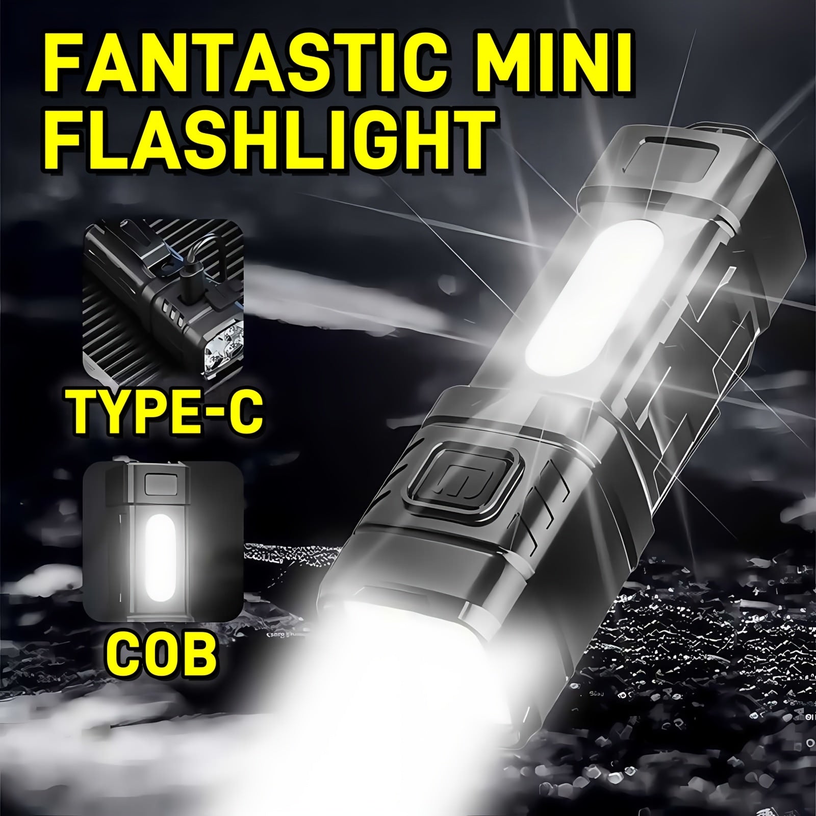 Mini LED Flashlight 3-Pack & 6-Pack Ultra Bright 2000 Lumens – USB-C Rechargeable Handheld Flashlight with COB Light, Back Clip, 4 Modes, 300M Beam for Camping Hiking Hunting Fishing Survival