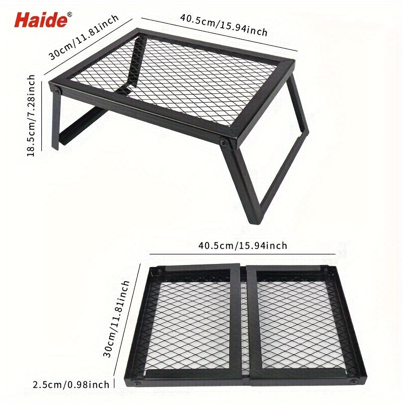 Heavy Duty Bonfire Campfire Grill for Outdoor Camping - Portable BBQ Grill with Firewood Rack, Storage Bag, Food Clips & Cleaning Cloth, RV Picnic Backyard Grill, Gift for Men