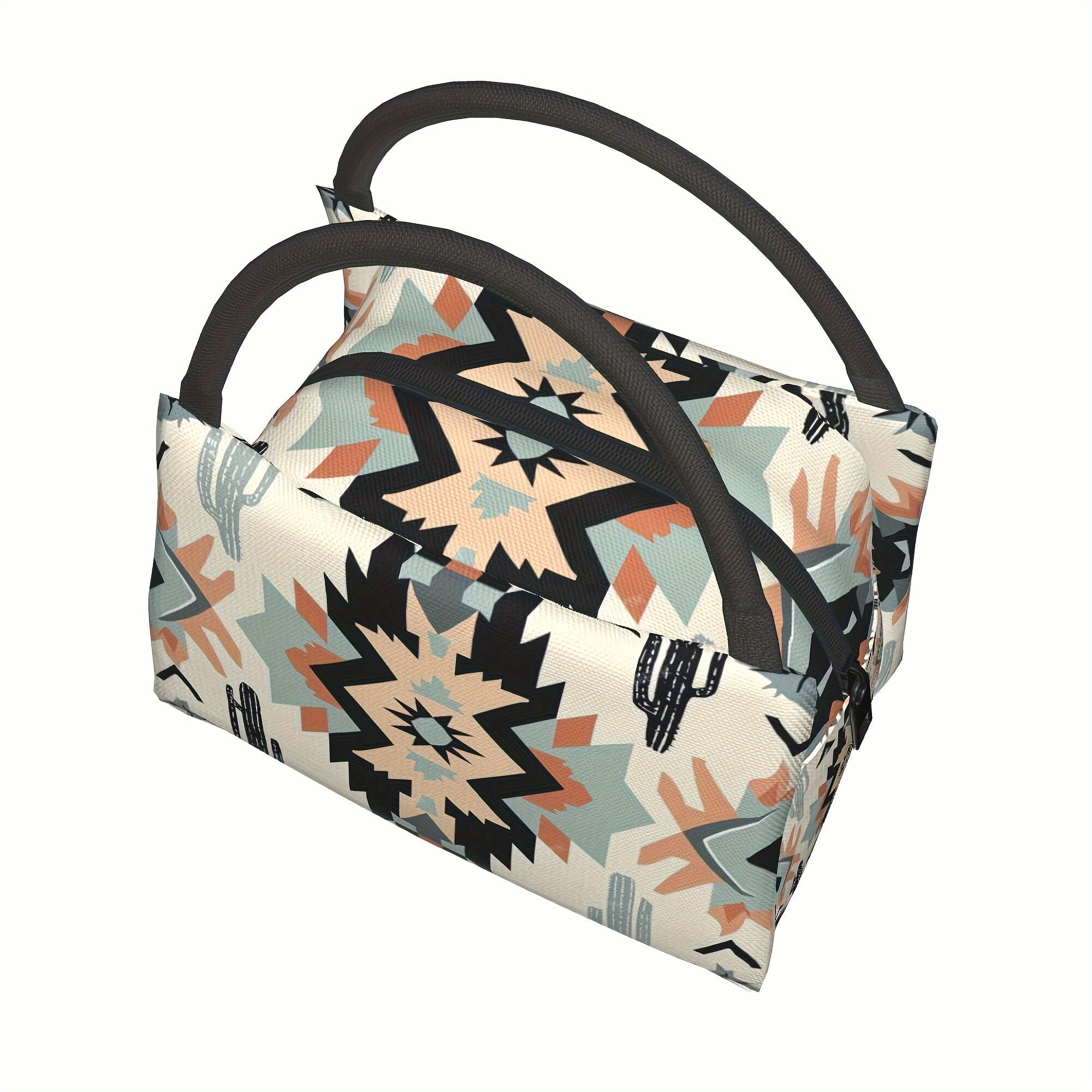 Bohemian Insulated Cooler Bag Lunch Tote 11x6.5x7 In – Portable Reusable Thermal Bag for Women Camping Picnic Beach Office Outdoor Home