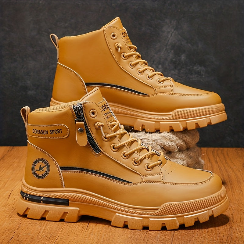 Men's Hiking Boots High Top Waterproof Zipper Closure Slip-Resistant Rubber Sole – Durable Outdoor Boots for Hiking Mountaineering Trail Walking US 6.5-12