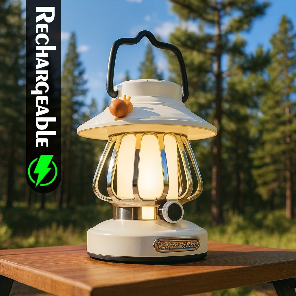 Rechargeable LED Camping Lantern 3-Tone Dimming USB Battery Dual Use - Portable Snail Design Freestanding Camp Light for Outdoor Camping Hiking Emergency - 18650 Battery Green White Pink Purple