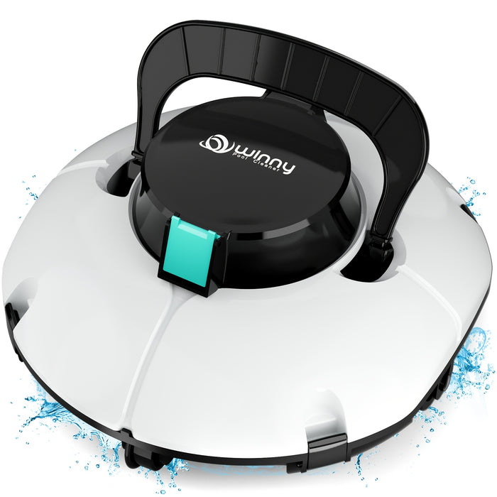 Cordless Robotic Pool Vacuum Cleaner 80-Min Battery – Dual Motor Strong Suction Auto Cleaning for Above Ground Flat Floor Round Oval Rectangular Pools Up to 30ft WINNY 200 SE