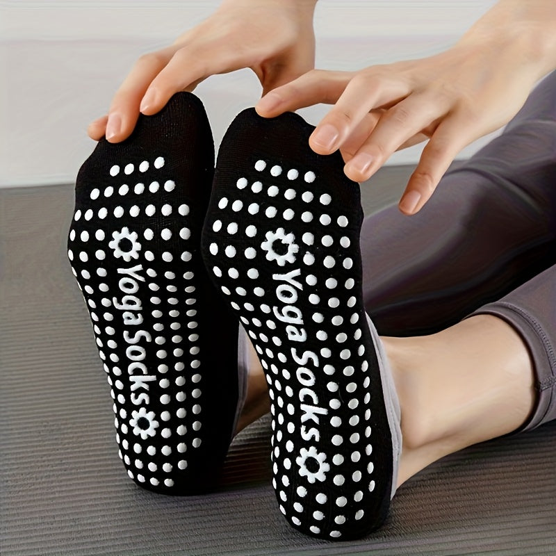 6-Pack Women's Non-Slip Yoga Socks with Grip – Cushioned Heel & Toe Breathable Workout Socks for Pilates, Dance, Gym & Home – Mixed Colors & All Black