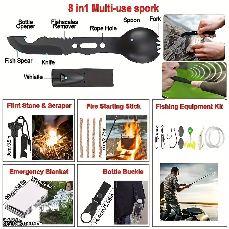 258-Piece Survival Gear Kit – Professional Outdoor Emergency Set with Fire Starter, Compass & Multi-Tools for Camping, Hiking, Backpacking | Best Gift for Men, Dad & Husband