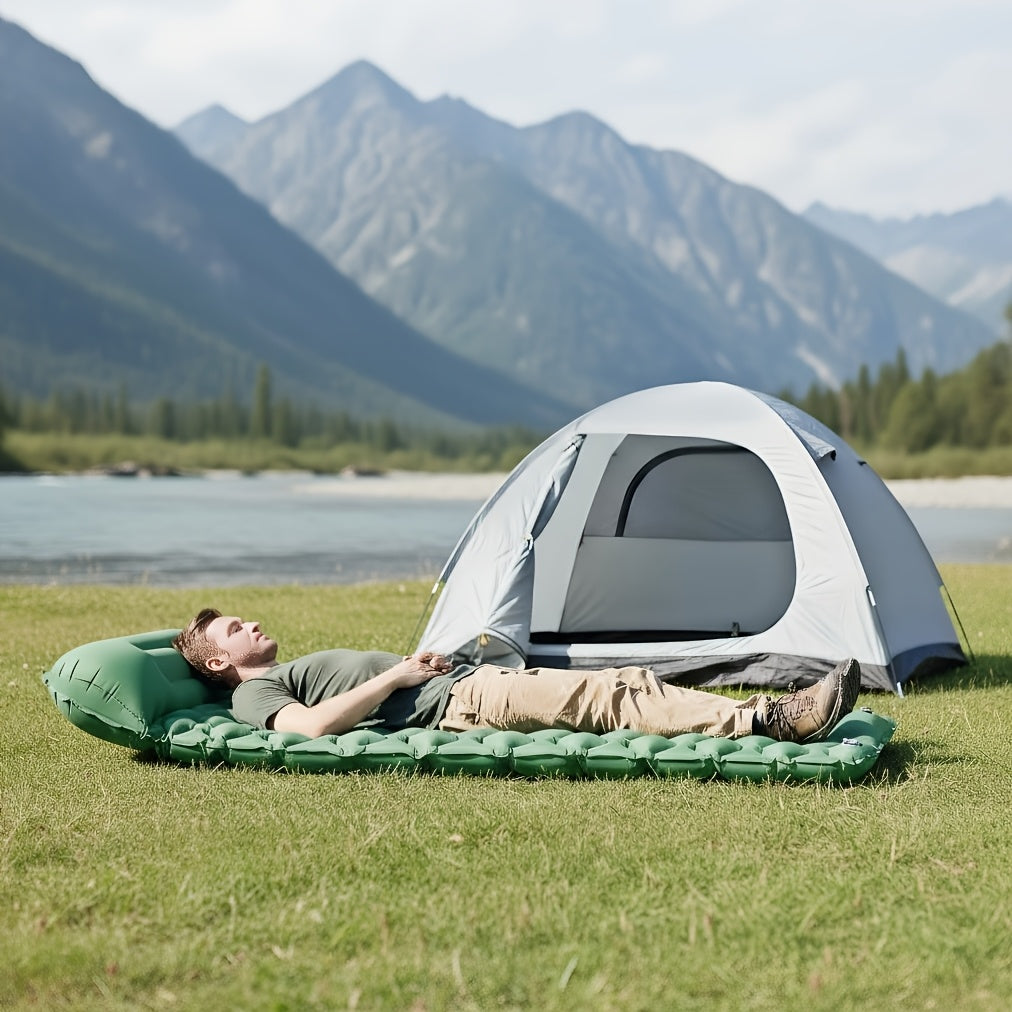 Inflatable Camping Sleeping Pad with Built-In Foot Pump & Pillow – Lightweight TPU Self-Inflating Sleep Mat for Hiking Backpacking & Outdoor Camping