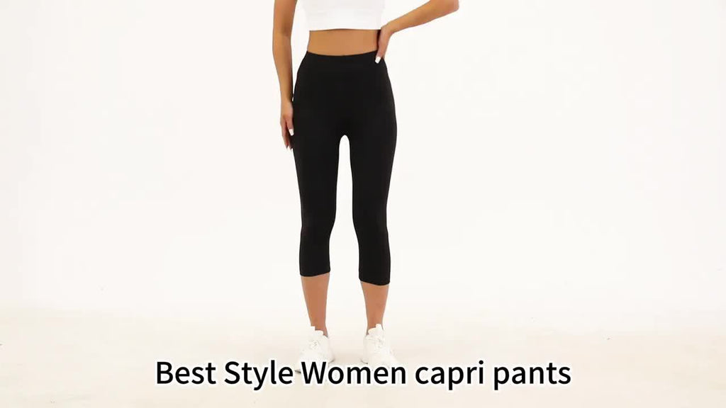 5-Pack Women's Capri Workout Leggings High-Waist – Opaque Non-See-Through 7/8 Yoga Pants, High-Elastic Polyester, Gym Running Athletic, XS-XXL