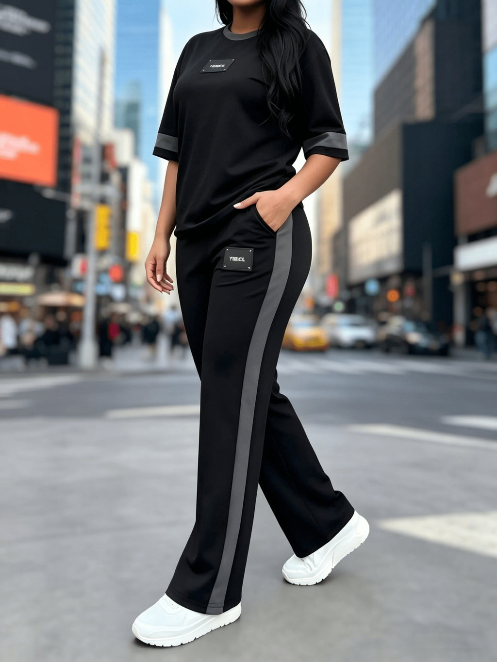 Women's Two-Piece Casual Set Long Sleeve Crew Neck Top Wide Leg Pants Stretchy Soft Loungewear Tracksuit Spring Summer Workout Commute Outfit S-XXL Multi-Color