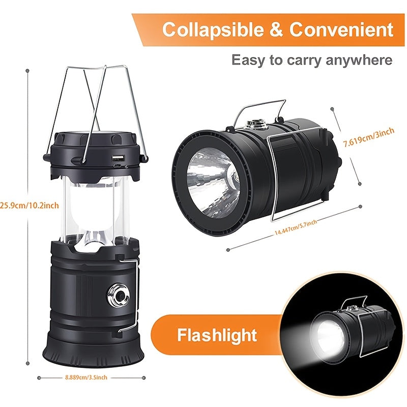 4 Pack Retro LED Camping Lantern USB Rechargeable - 4600mAh Portable Survival Flashlight with Handle - Indoor Outdoor Emergency Camping Light for Tent Hiking Power Outage Holiday Decor