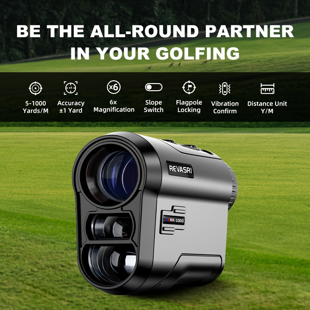 Golf Rangefinder with Slope Compensation 1000 Yard Laser Distance Meter Flagstick Lock Vibration 6x Magnification USB-C Rechargeable for Golf Tournament Practice Golfer Gift