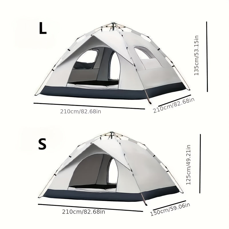 Pop Up Tent 3 Seconds Quick Open – Automatic Camping Tent, Fiberglass Poles, Oxford Cloth, All-Season Zip Closure, Double Door & Window Options, 2 Person, for Hiking, Travel & Beach