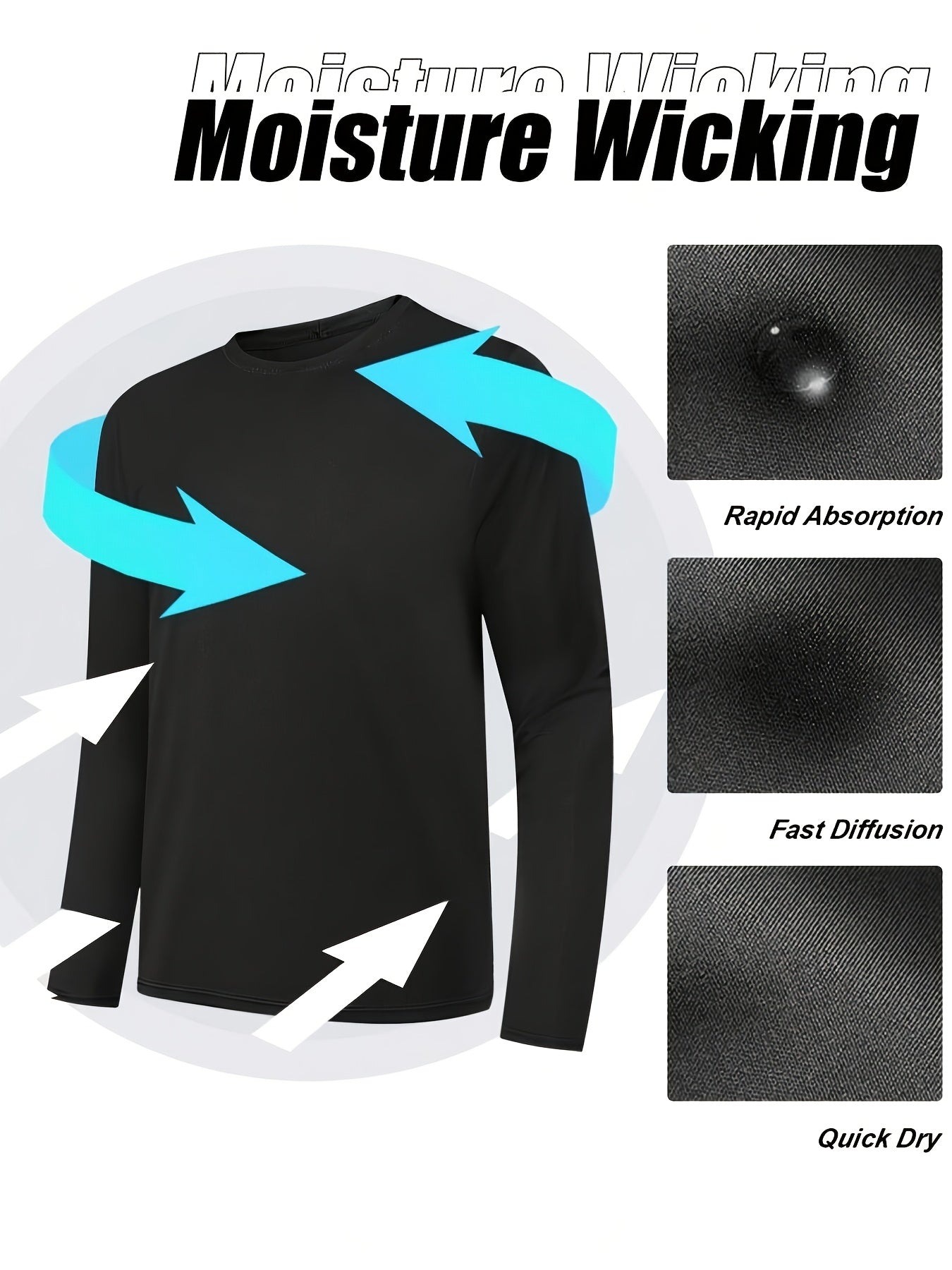Quick-Dry Long Sleeve Sports T-Shirts for Men 5-Pack – Breathable Moisture-Wicking Athletic Workout Shirts Running Gym Training S-XXL