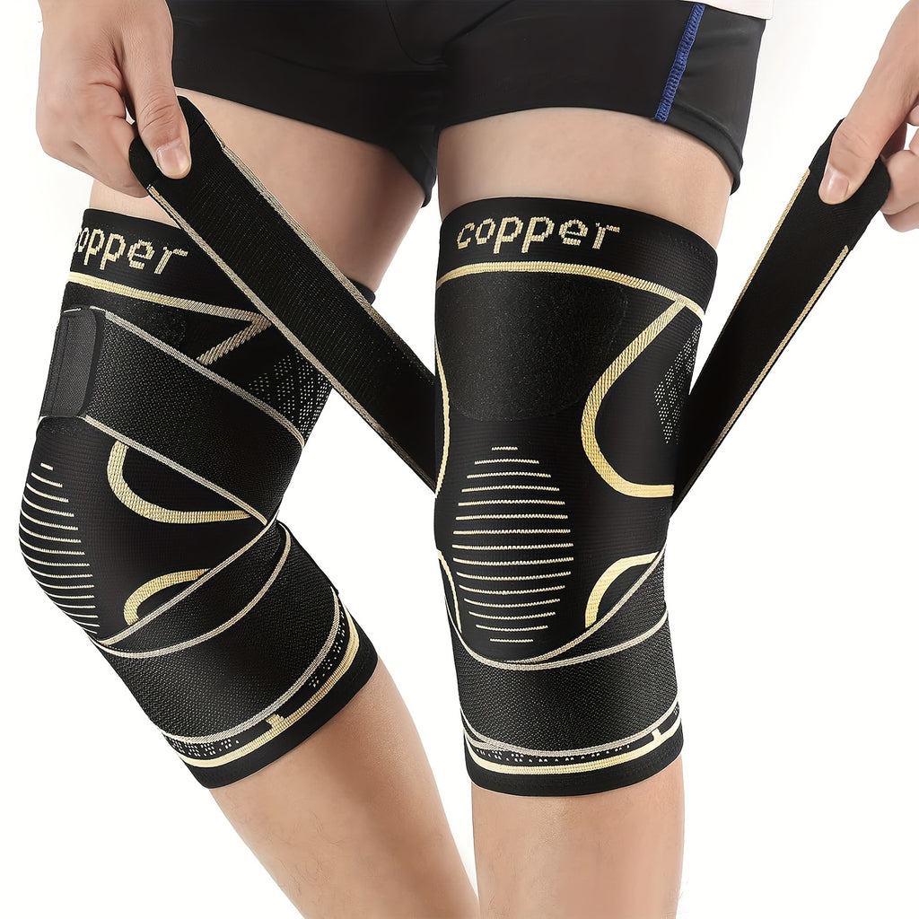 Copper Fiber Compression Sleeve 2 Pack – Elastic Breathable Knee & Elbow Pads for Cycling, Running, Hiking, Fitness & Ball Sports, Closed-Type Joint Support, Sizes S-XL