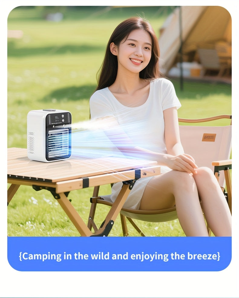 Portable Air Conditioner Fan - 6000mAh Rechargeable Personal Cooling Fan, USB-C Charging, 2 Wind Speeds & 2 Wind Modes, Touch Control, Indoor Outdoor Portable Mini AC Fan for Home, Office & Travel