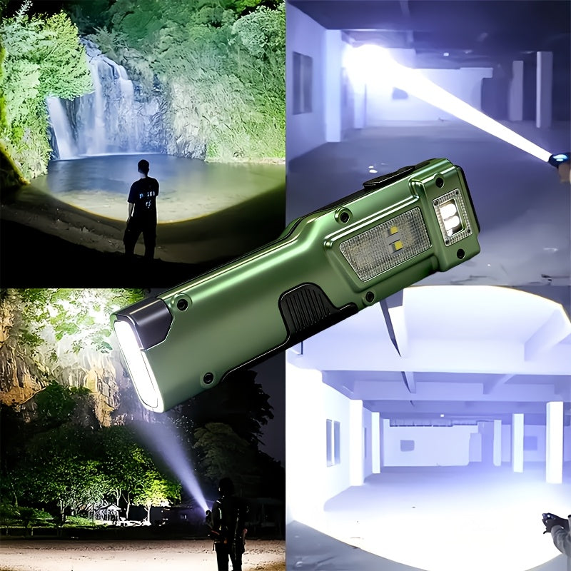EDC Flat Rechargeable Flashlight 3000 Lumen UV LED Tactical Torch – 8 Modes Digital Display Aluminum Body Long Range for Camping Hiking Emergency Gift for Men