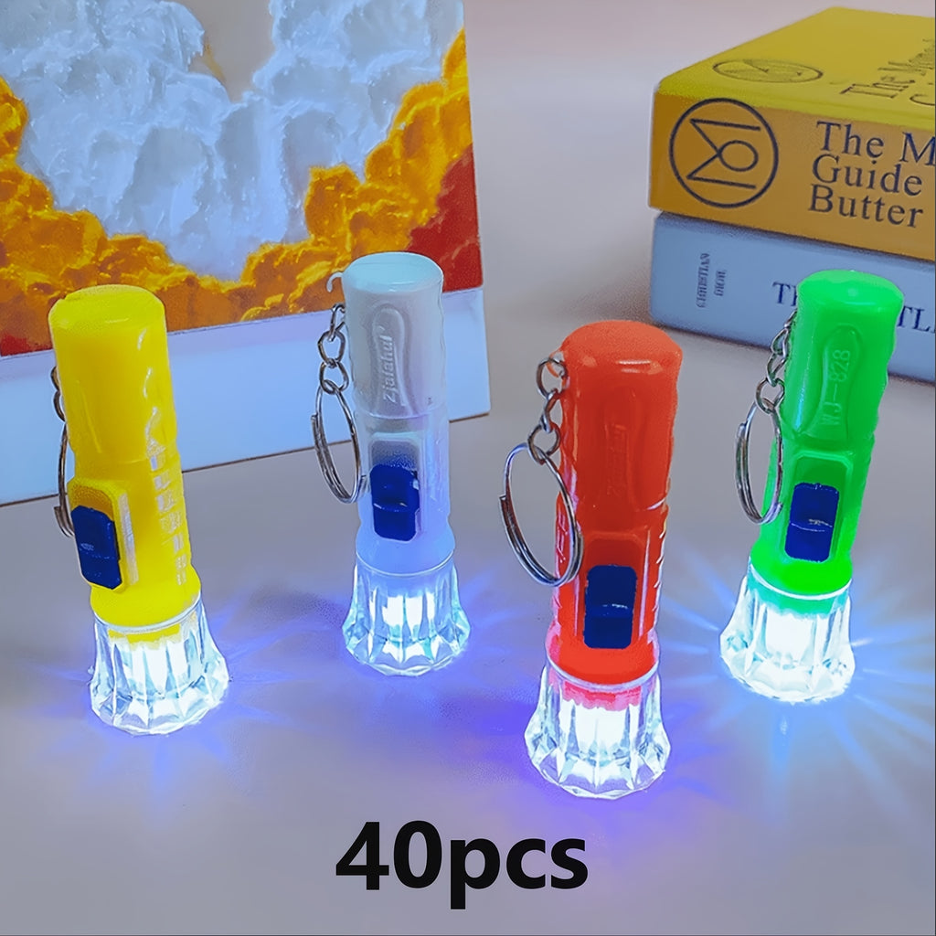 40-Pack Mini Flashlights Bulk – Small Portable Emergency Flashlights in Random Colors | 40 Lumens, Battery Included | Party Favors, Holiday Gifts, Christmas & New Year Stocking Stuffers