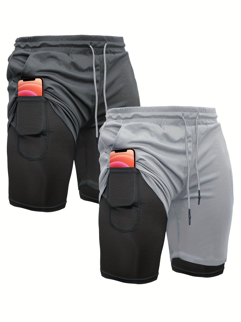 Men's 2-in-1 Running Shorts with Compression Liner – 7 Inch Quick-Dry Workout Shorts for Gym, Yoga & Outdoor Sports, Sizes S-XXL, 3 Colors