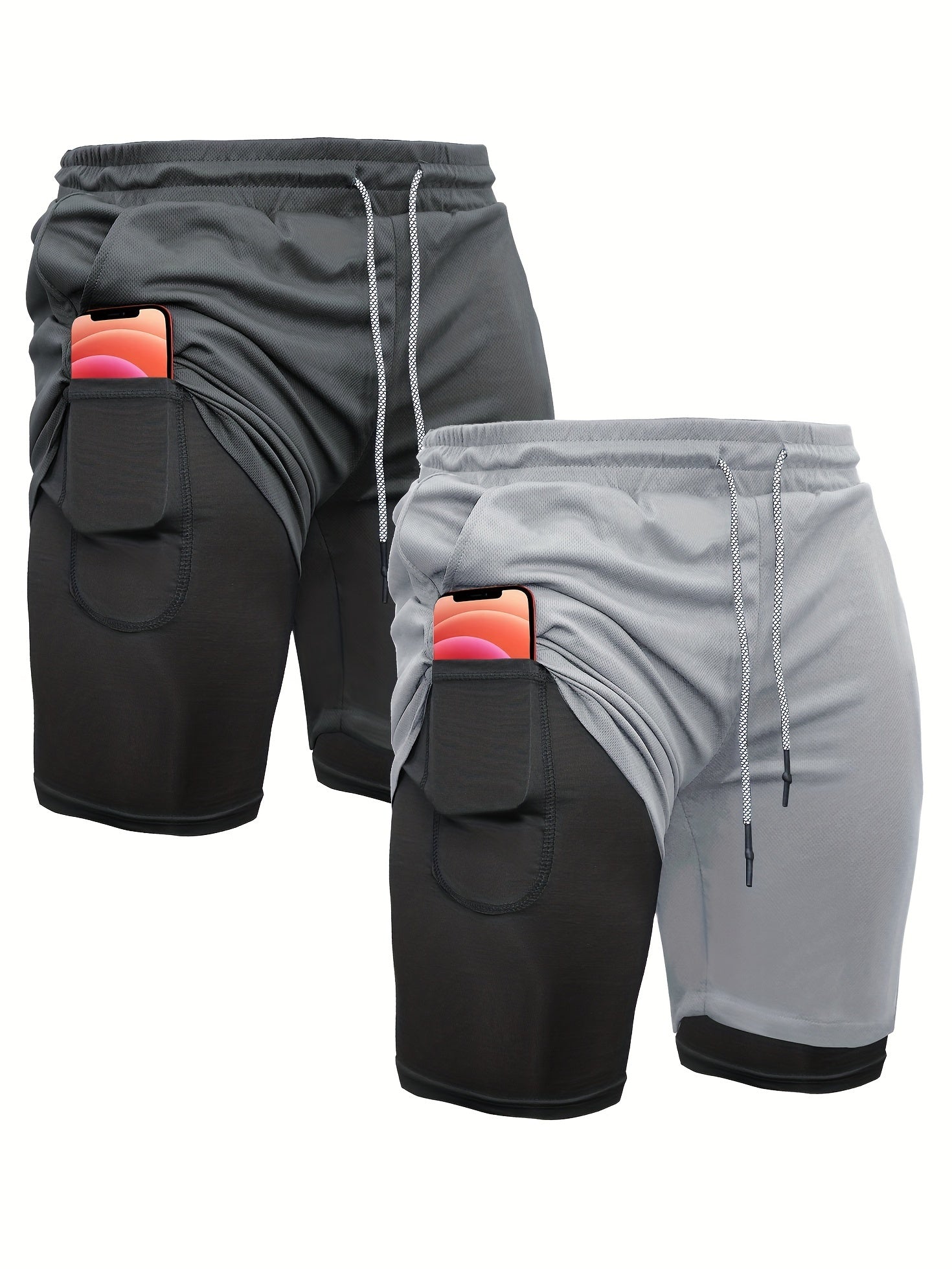 Men's 2-in-1 Running Shorts with Compression Liner – 7 Inch Quick-Dry Workout Shorts for Gym, Yoga & Outdoor Sports, Sizes S-XXL, 3 Colors