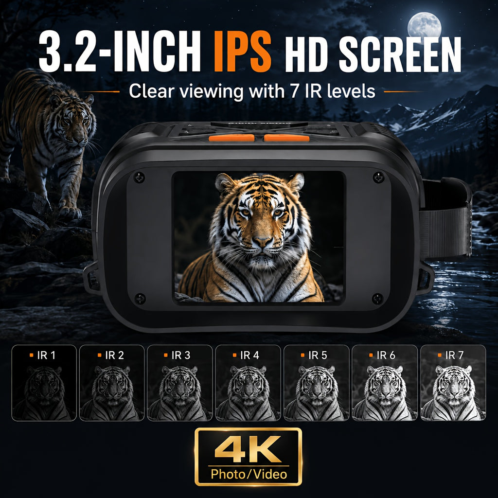 4K Night Vision Binoculars for Adults with HD Screen Photo Video Recording 2625ft Range 128GB TF Card Wildlife Observation Camping Hunting Night Vision Goggles