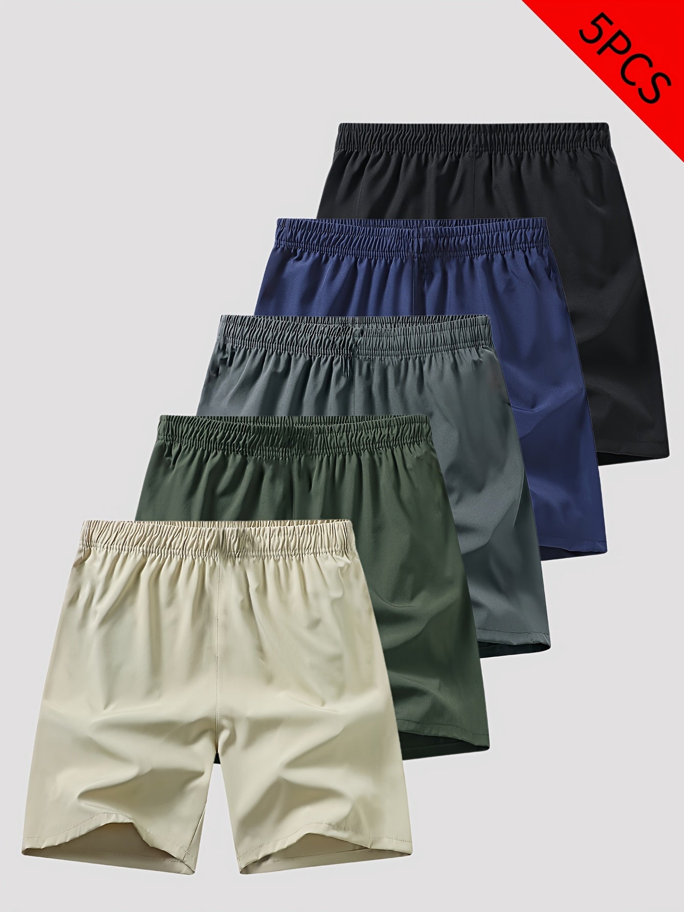 Men's Activewear Shorts 5 Pack Assorted Colors Breathable Stretch Workout Athletic Gym Running Shorts S to XXL