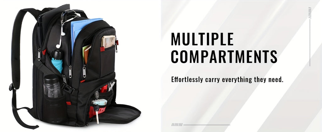 50L Extra Large Travel Backpack Fits 17" Laptop – Airline Approved, 3-Compartment Business & College Backpack for Men & Women, School, Work & Travel