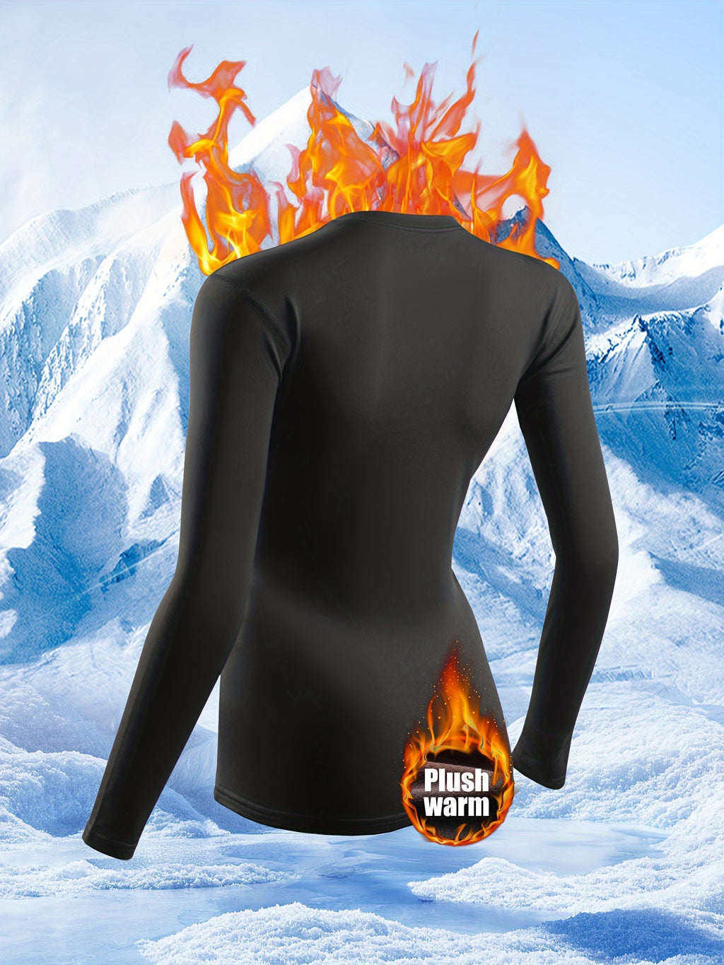 Women's Thermal Underwear Set 2-Piece – Compression Base Layer Lined Leggings & Top for Winter Sports Skiing Yoga Cycling, Soft Knit 90% Polyester, Black, S-XXL