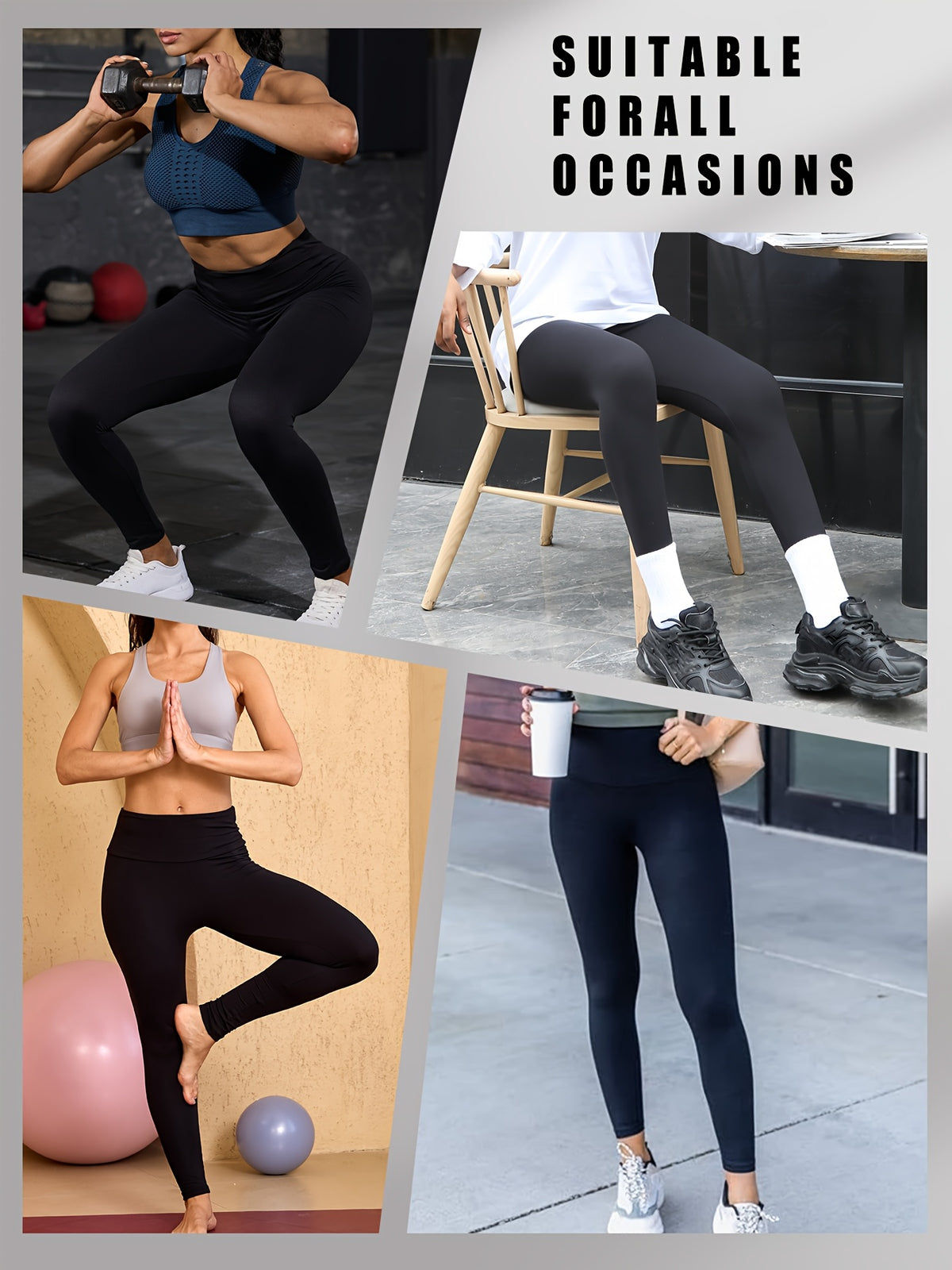Women's High Waisted Tummy Control Leggings 5 Pack, Super Soft 4-Way Stretch Workout Yoga Running Pants, Full Length Non-Sheer Gym Leggings with Full Coverage All Season Comfort, Sizes S-XXL