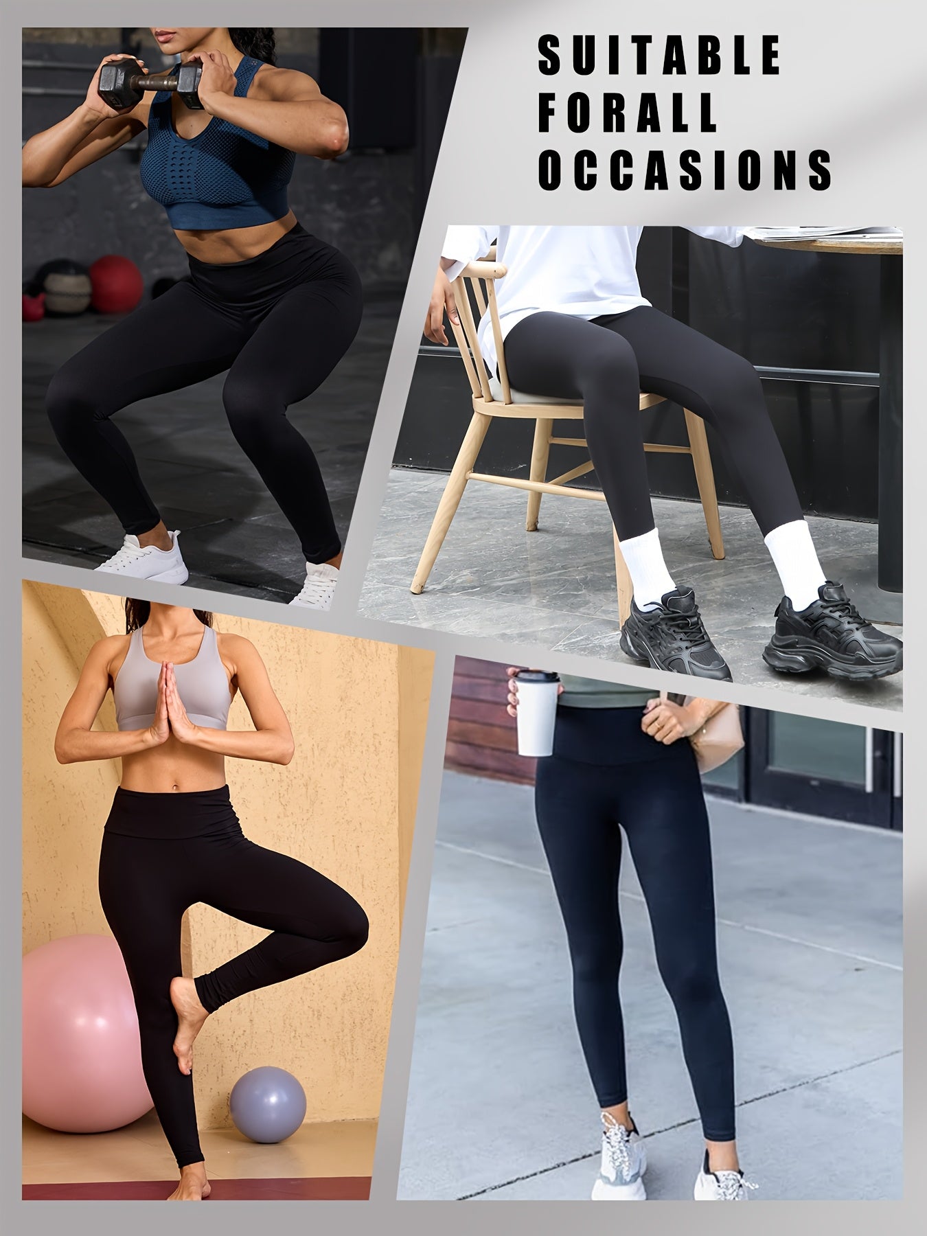 Women's High Waisted Tummy Control Leggings 5 Pack, Super Soft 4-Way Stretch Workout Yoga Running Pants, Full Length Non-Sheer Gym Leggings with Full Coverage All Season Comfort, Sizes S-XXL