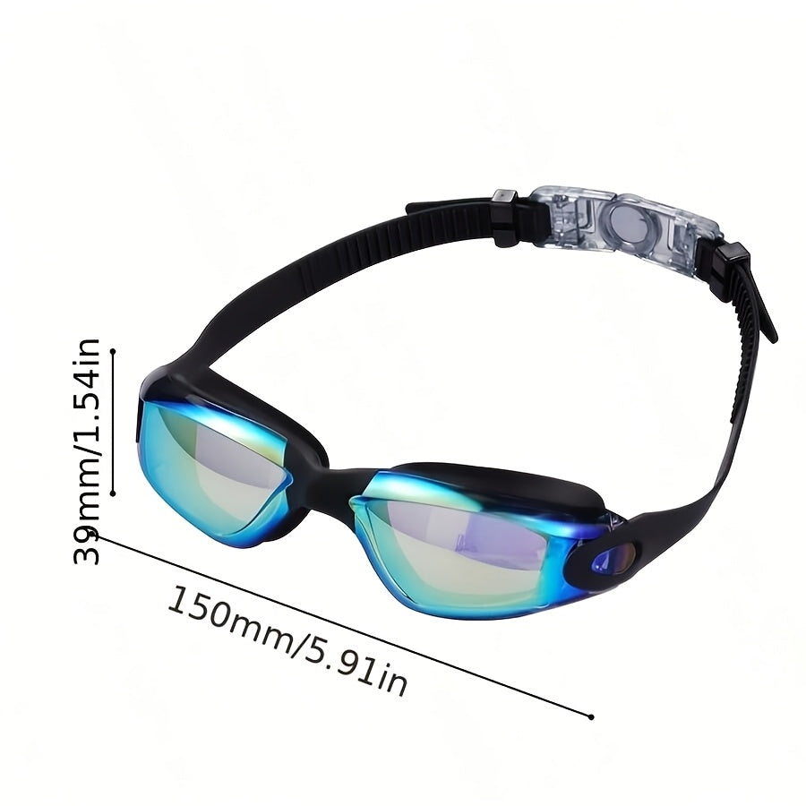 2-Pack HD Swim Goggles Gold-Plated Lens Anti-Fog Anti-Leak with Adjustable Strap & Earplugs - Professional Clear Vision Pool Goggles for Beginners, Daily Training, Men & Women (Black/White or Blue/Red)