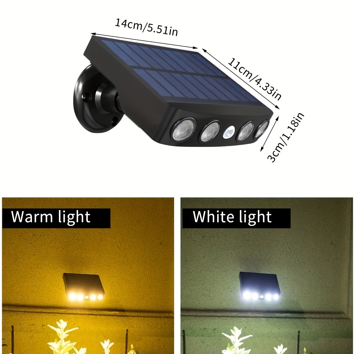 Solar Wall Lights Outdoor Dusk to Dawn IP44 Waterproof 120° Wide Beam 1200mAh Auto On Off Security Light for Porch Courtyard Deck Garden Fence White Warm Light 1 2 4 Pack