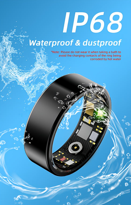 Smart Fitness Ring Bluetooth 5.3 Heart Rate HRV Sleep Steps Calorie Body Temp Stress Tracker No Subscription iPhone Android Compatible Sizes 7-13 Black Silver Gold