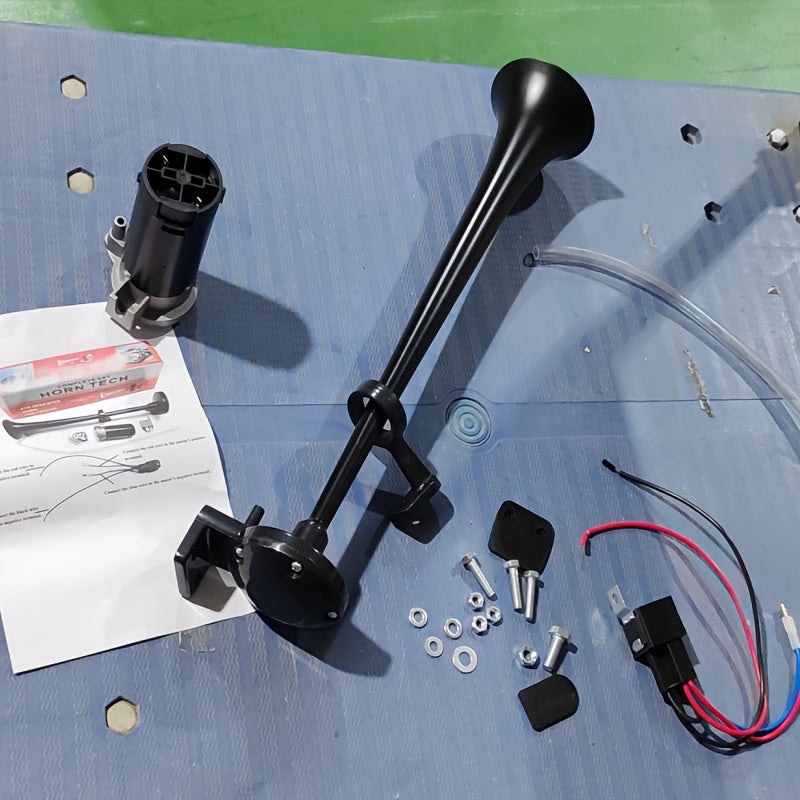Air Horn Kit 12V 24V Ultra Loud 105-137dB Dual Trumpet Horn with Air Compressor for Truck SUV Motorcycle Boat Train Car Pickup Aluminum Alloy Universal