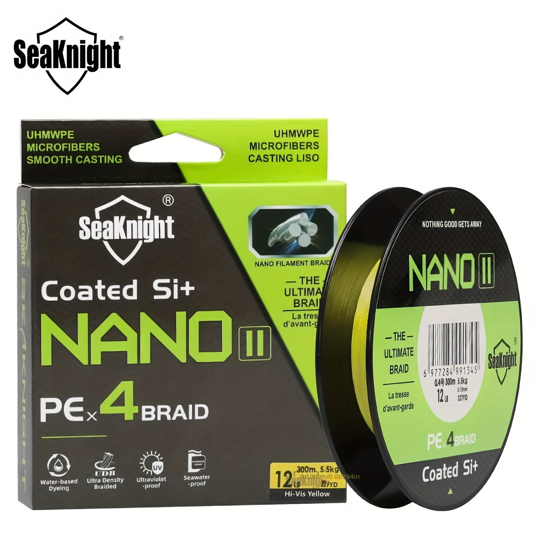 PE Braided Fishing Line 4-Strand – Ultra-Strong UHMWPE Zero Stretch Smooth Casting Line for Bass Trout Catfish Freshwater Saltwater Fishing – Low-Vis Green, Hi-Vis Green & Yellow – 7–15LB 110 & 327 Yds