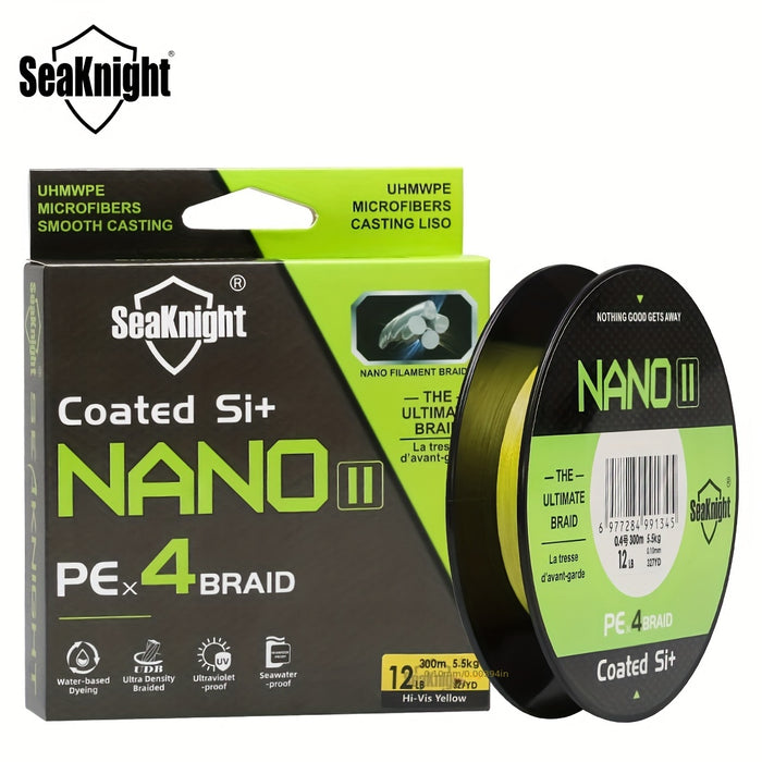 PE Braided Fishing Line 4-Strand – Ultra-Strong UHMWPE Zero Stretch Smooth Casting Line for Bass Trout Catfish Freshwater Saltwater Fishing – Low-Vis Green, Hi-Vis Green & Yellow – 7–15LB 110 & 327 Yds