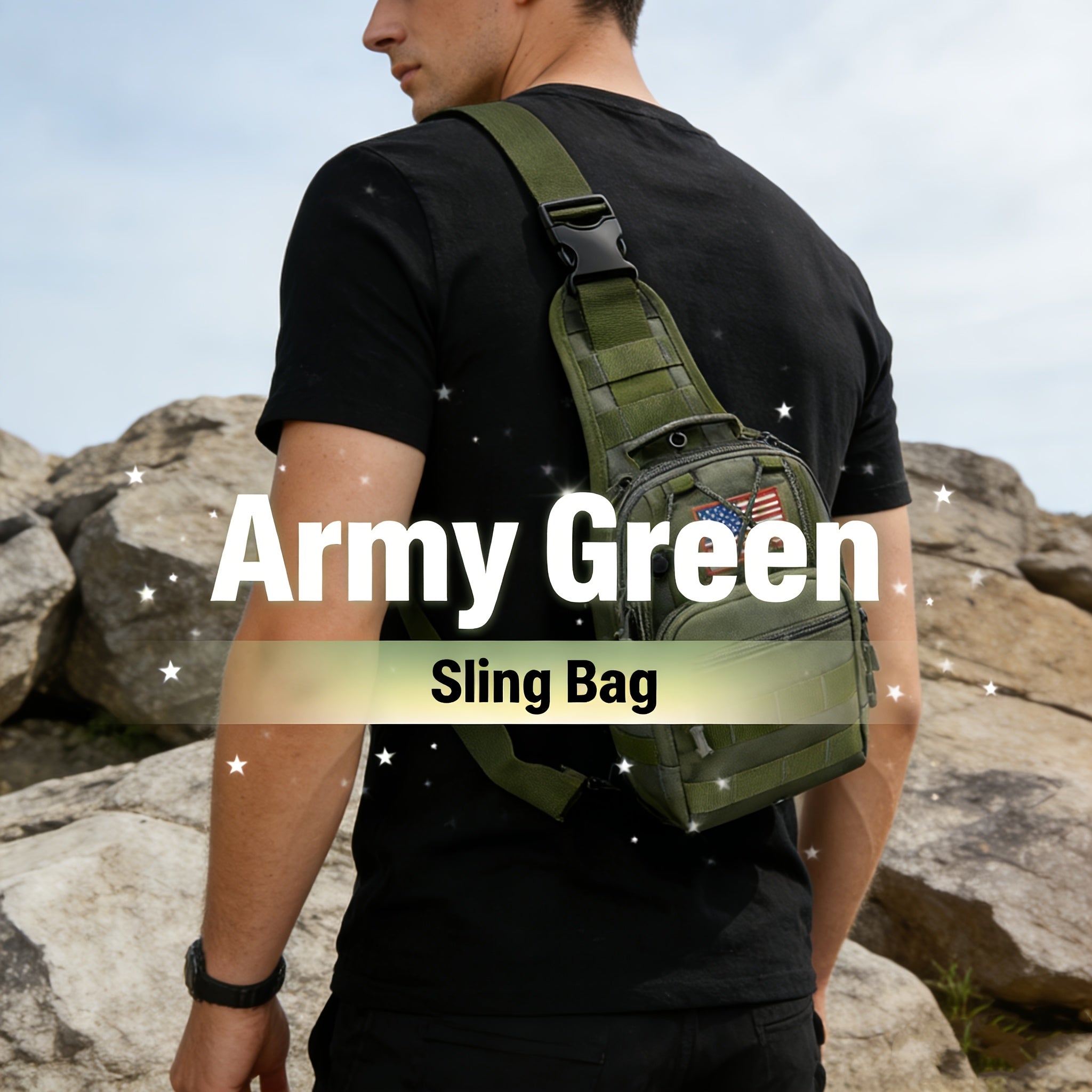 Men's Sling Bag Lightweight Crossbody Chest Pack, Multi-Pocket Shoulder Bag with Adjustable Strap for Cycling Hiking Travel EDC, Compact Outdoor Daypack for Men