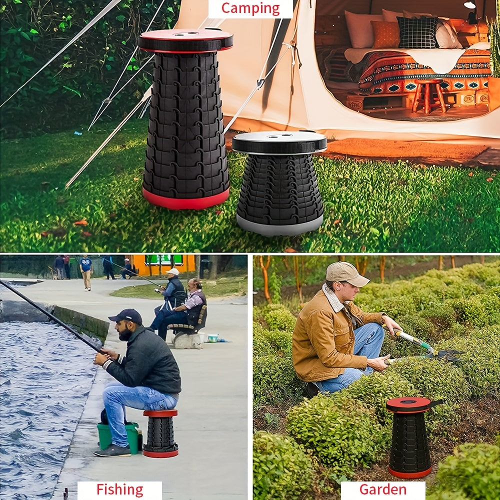Folding Cylinder Stool 660lbs Heavy Duty - Portable Lightweight Plastic Seat for Camping, Fishing, Hiking & Travel - Waterproof, Foldable with Carry Handle - Compact Outdoor Stool for Adults