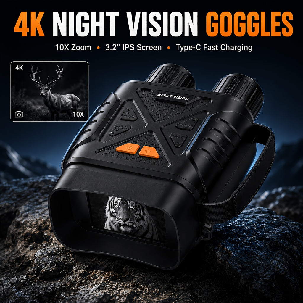 4K Night Vision Binoculars for Adults with HD Screen Photo Video Recording 2625ft Range 128GB TF Card Wildlife Observation Camping Hunting Night Vision Goggles