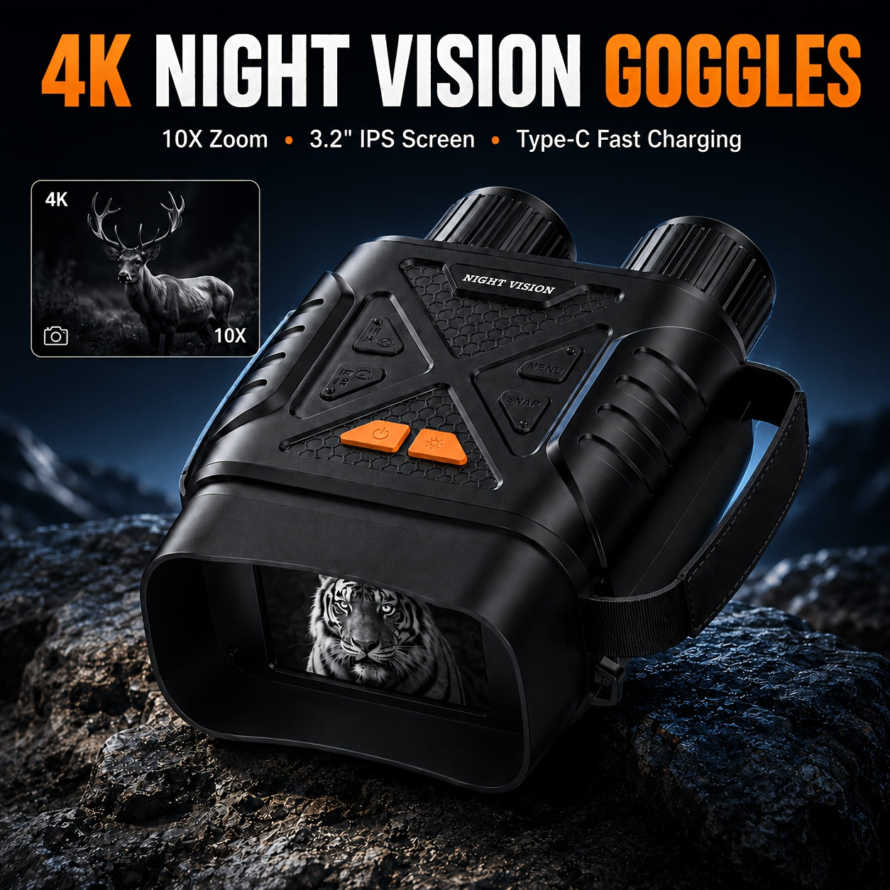 4K Night Vision Binoculars for Adults with HD Screen Photo Video Recording 2625ft Range 128GB TF Card Wildlife Observation Camping Hunting Night Vision Goggles